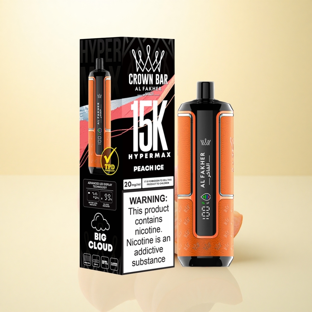 Al Fakher Crown Bar 15K Hypermax Pfirsich-Eis 22ml 600mAh