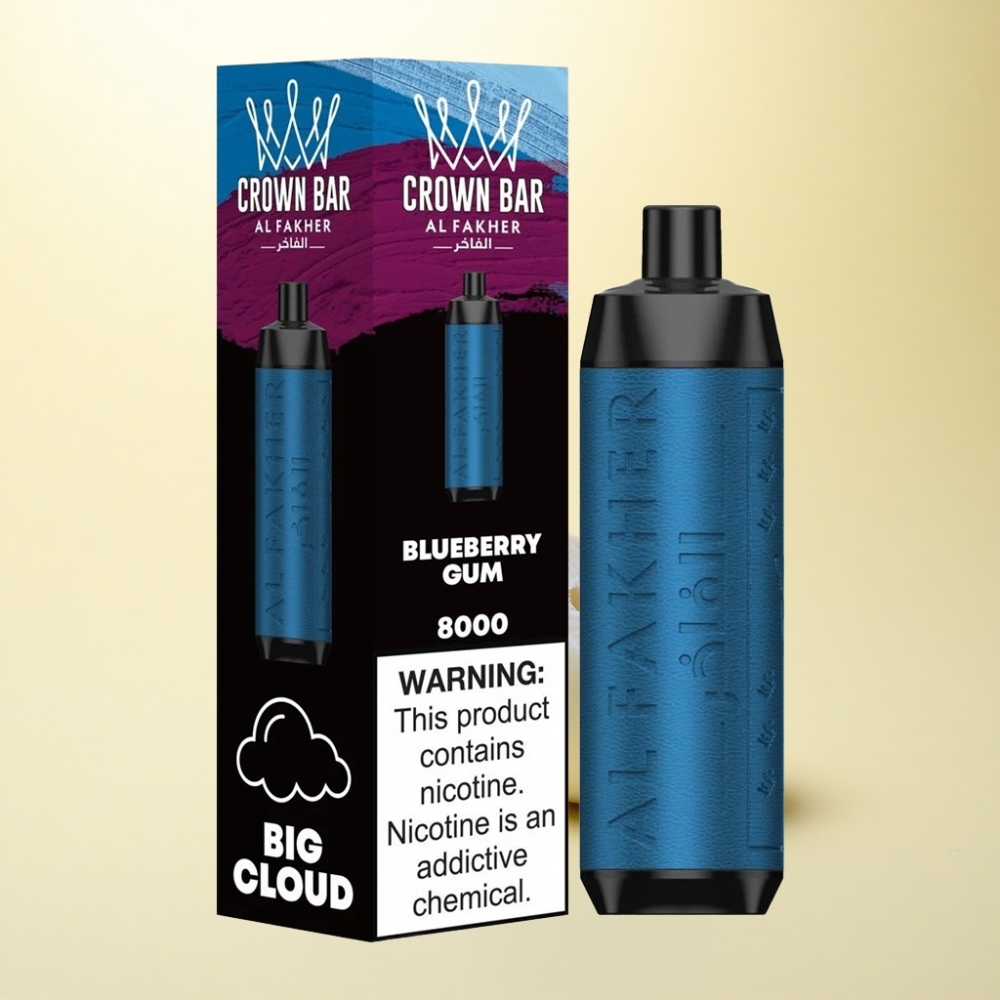 Al Fakher Crown Bar 8000 Crystal Blaubeer-Kaugummi 600mAh 5mg Nikotin