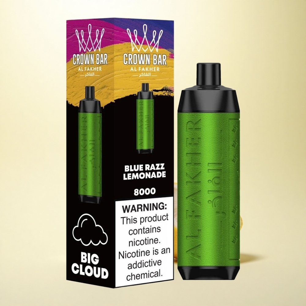 Al Fakher Crown Bar 8000 Crystal Blaue Himbeer-Zitronenlimonade mit 5mg Nikotin und 600mAh Batterie