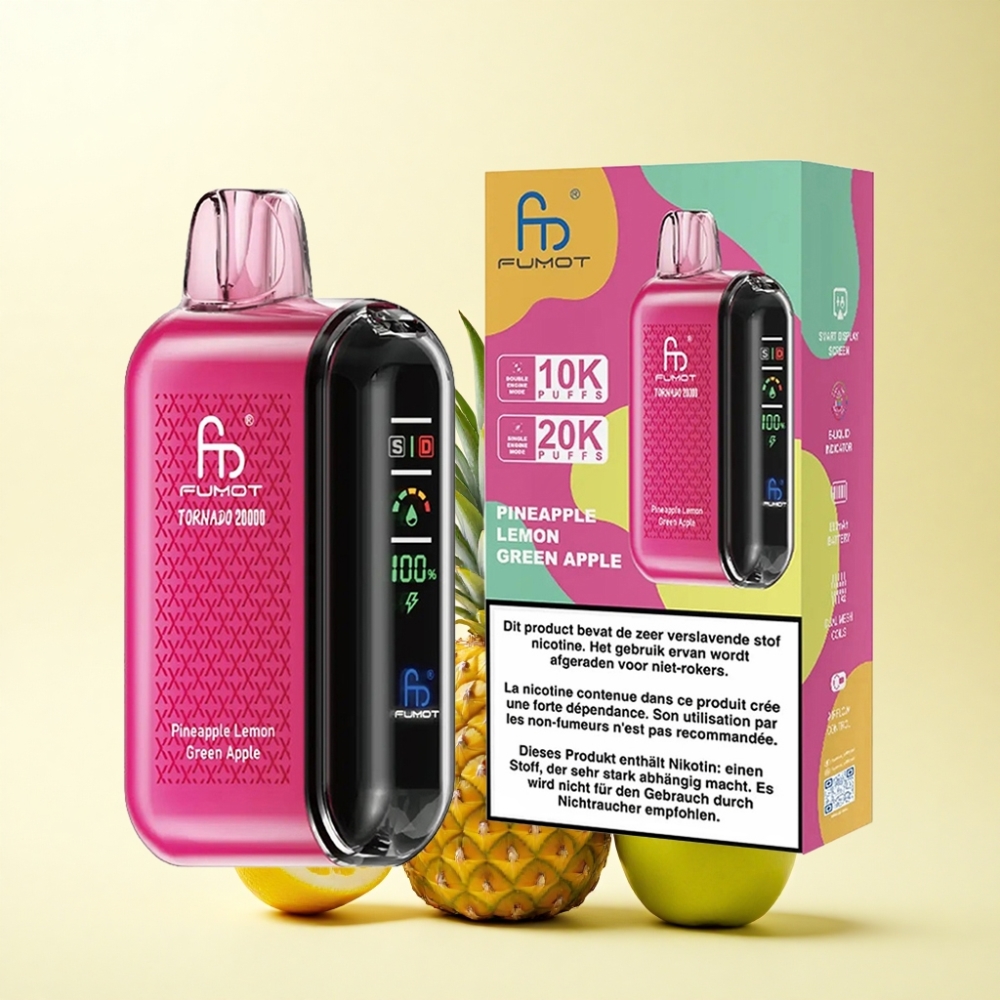 Fumot Tornado 20000 Puffs Ananas Zitrone Grünapfel Dual Mesh Coil 850mAh