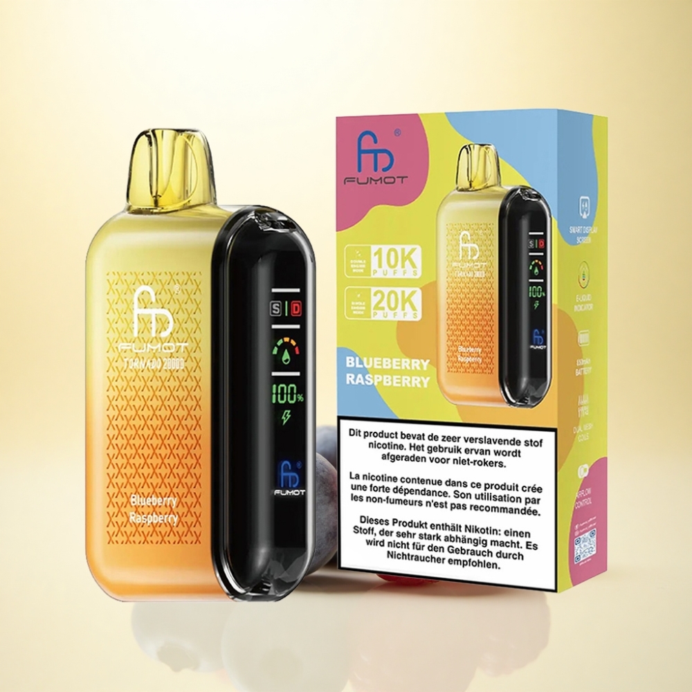 Fumot Tornado 20000 Puffs Blaubeere Himbeere Dual Mesh Coil 850mAh