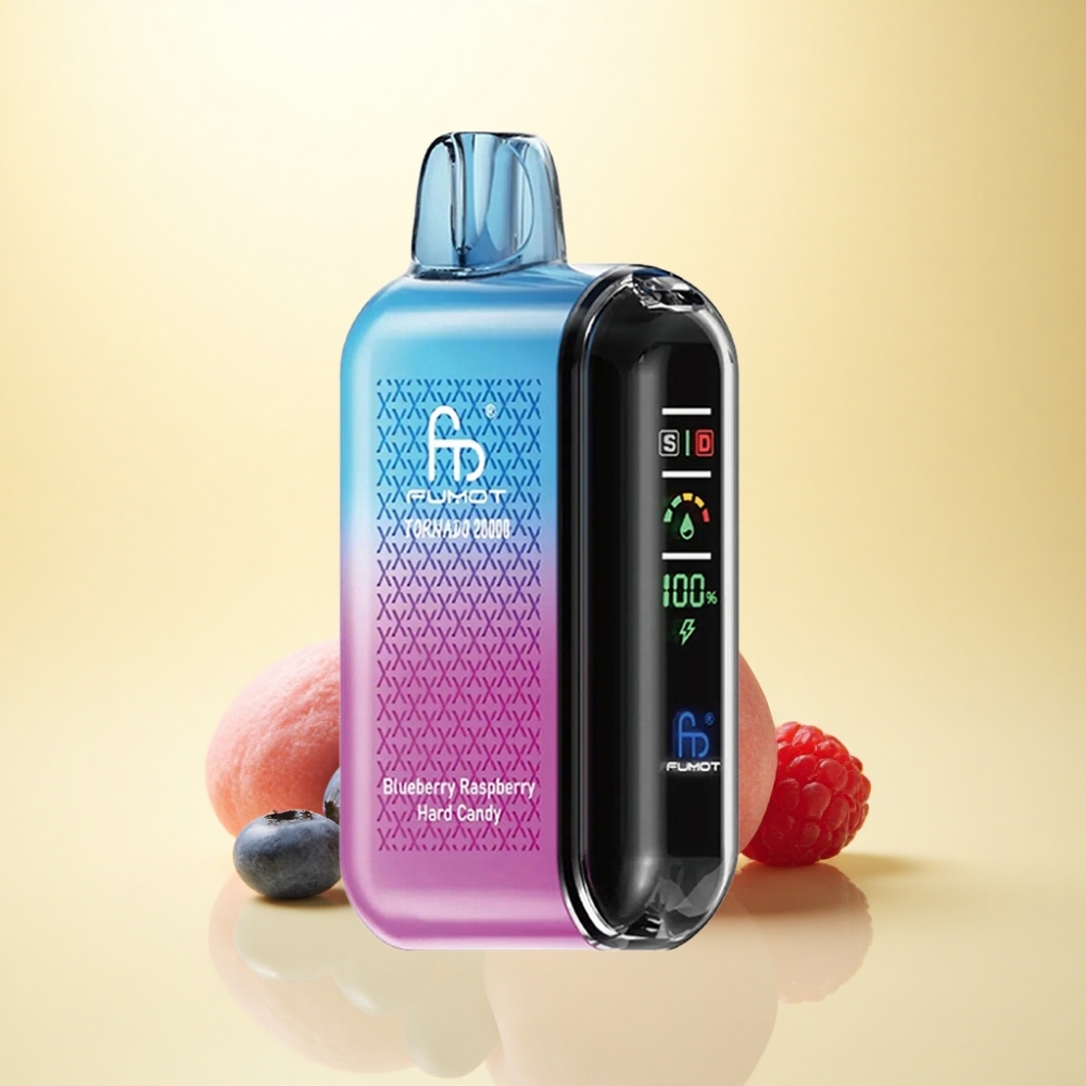 Fumot Tornado 20000 Puffs Blaubeere Himbeere Hartbonbon mit Dual Mesh Coil und 850mAh