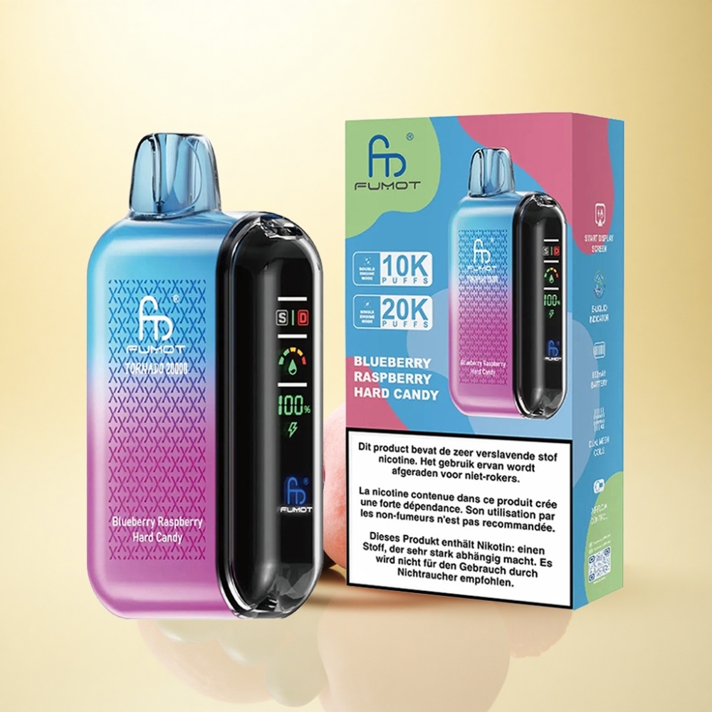 Fumot Tornado 20000 Puffs Blaubeere Himbeere Hartbonbon mit Dual Mesh Coil und 850mAh