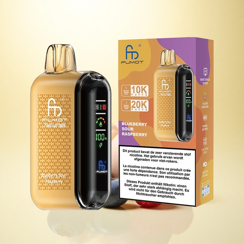 Fumot Tornado 20000 Puffs Blaubeere-Sauer-Himbeere Dual-Mesh-Coil 850mAh