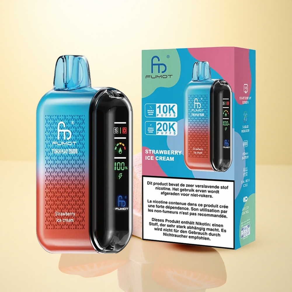 Fumot Tornado 20000 Puffs Erdbeereis-Dual-Mesh-850mAh