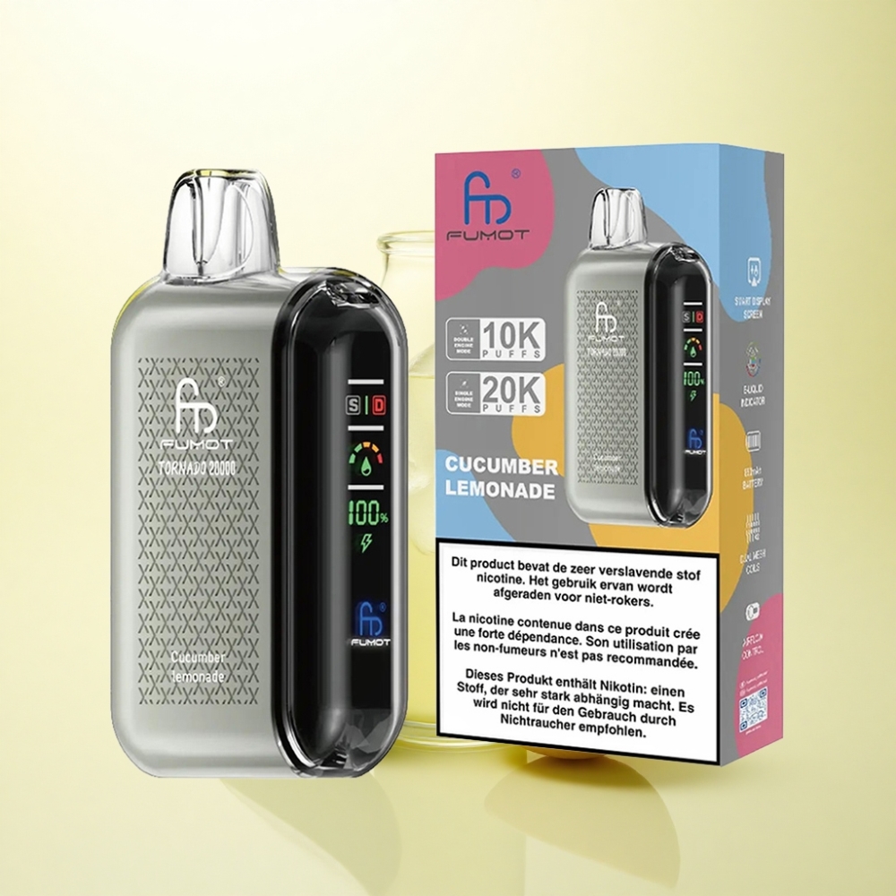 Fumot Tornado 20000 Puffs Gurkenlimonade mit Dual-Mesh-Coil und 850mAh