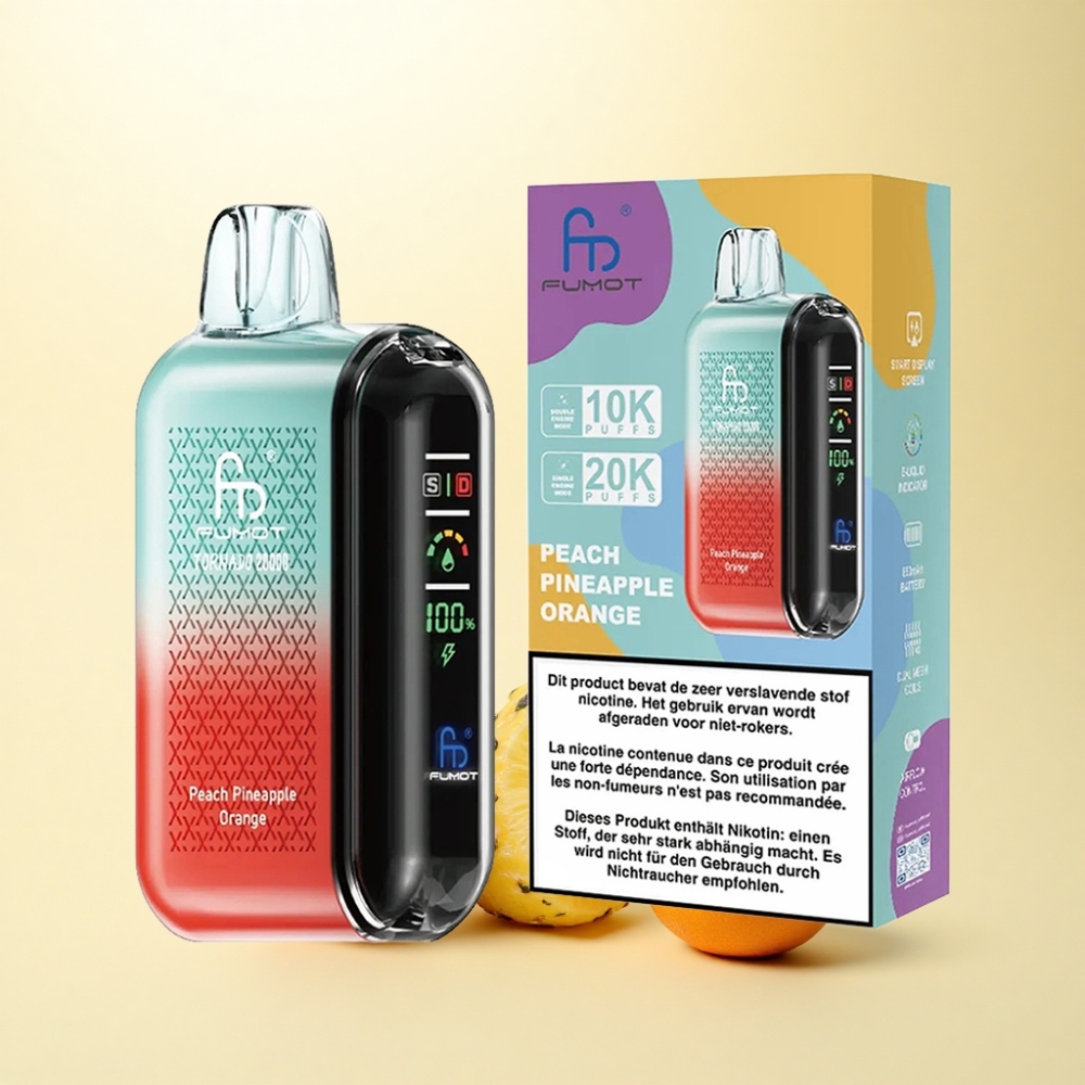Fumot Tornado 20000 Puffs Pfirsich Ananas Orange Dual Mesh Coil 850mAh