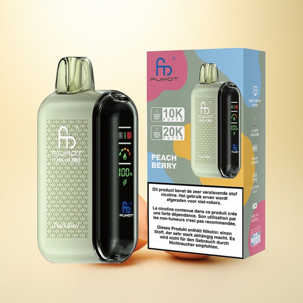 Fumot Tornado 20000 Puffs Pfirsichbeere Dual Mesh 850mAh