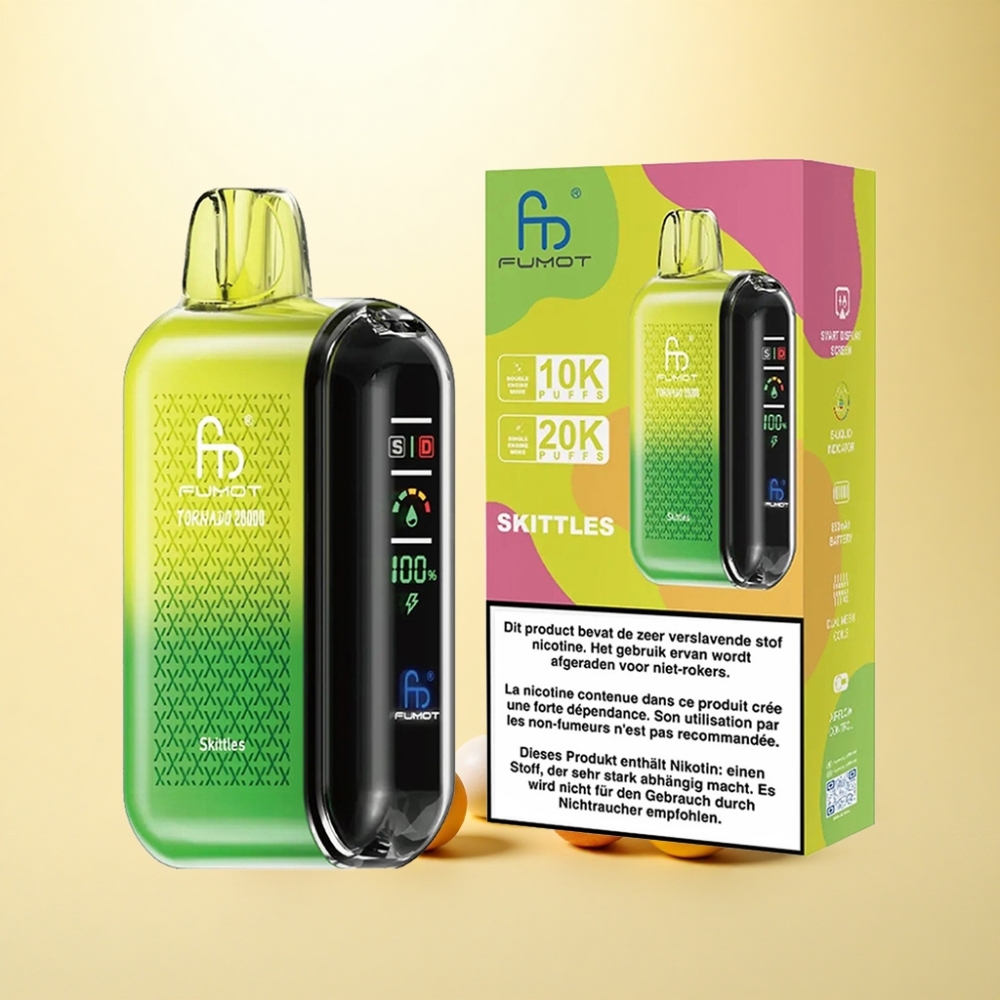 Fumot Tornado 20000 Puffs Skittles Dual Mesh Coil mit 850mAh Akku