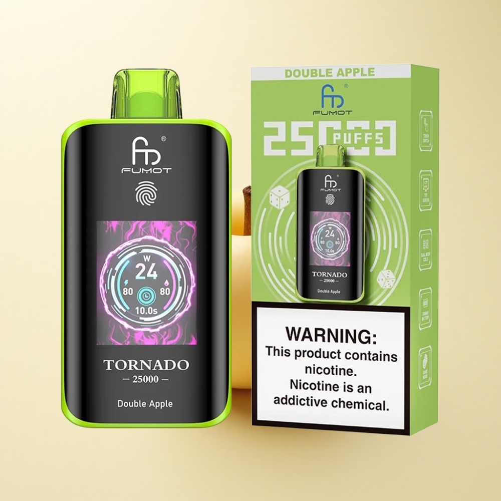Fumot Tornado 25000 Puffs Doppelapfel HD-Bildschirm 700mAh