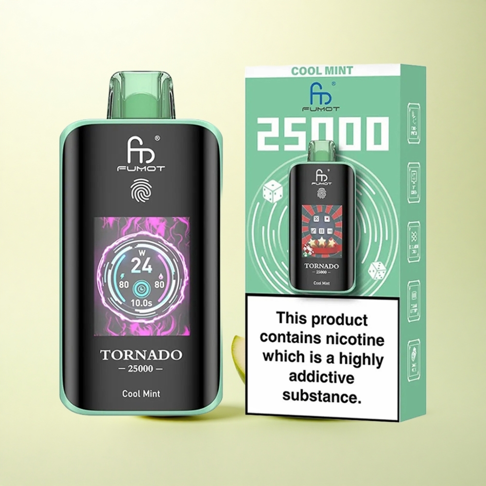 Fumot Tornado 25000 Puffs Kühle Minze HD Bildschirm 700mAh