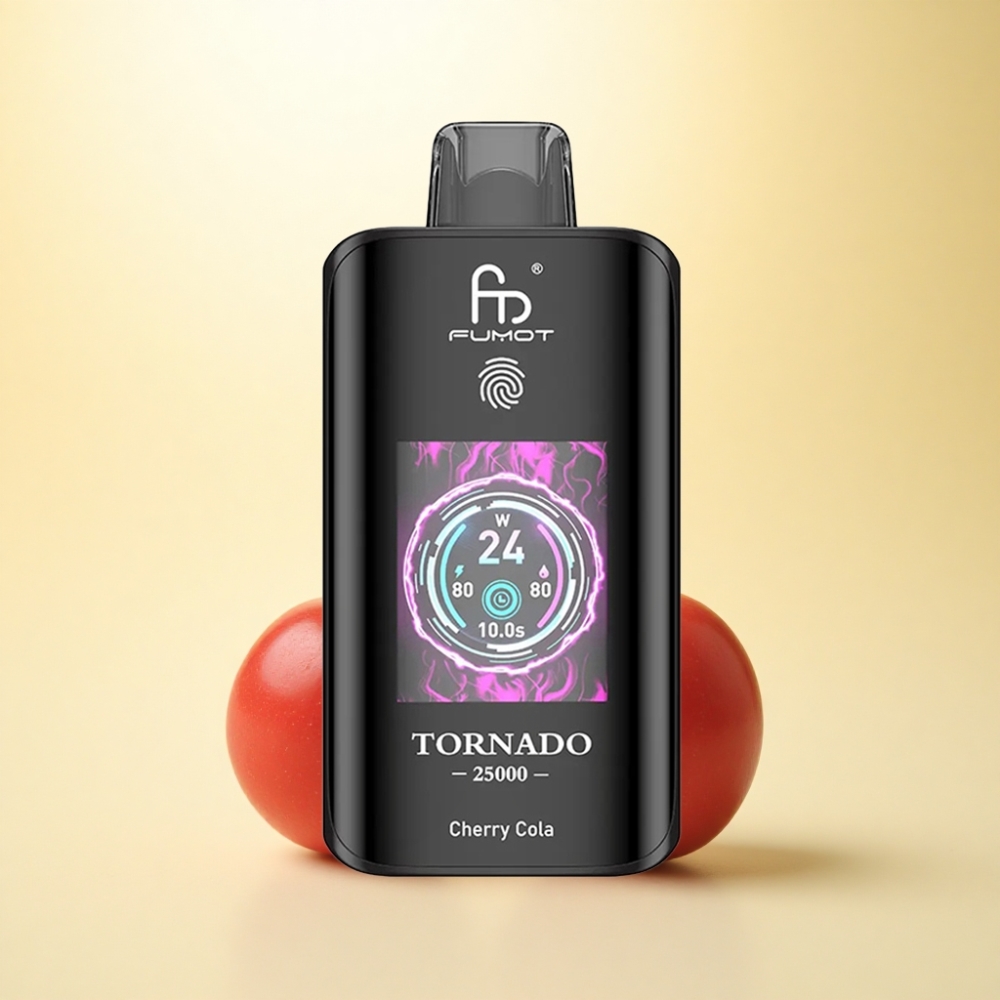 Fumot Tornado 25000 Puffs Kirsch-Cola HD Bildschirm 700mAh
