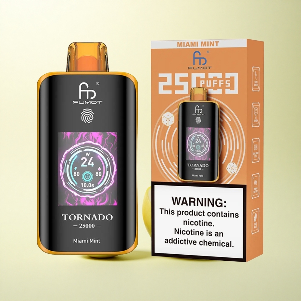 Fumot Tornado 25000 Puffs Miami Minze HD Bildschirm 700mAh