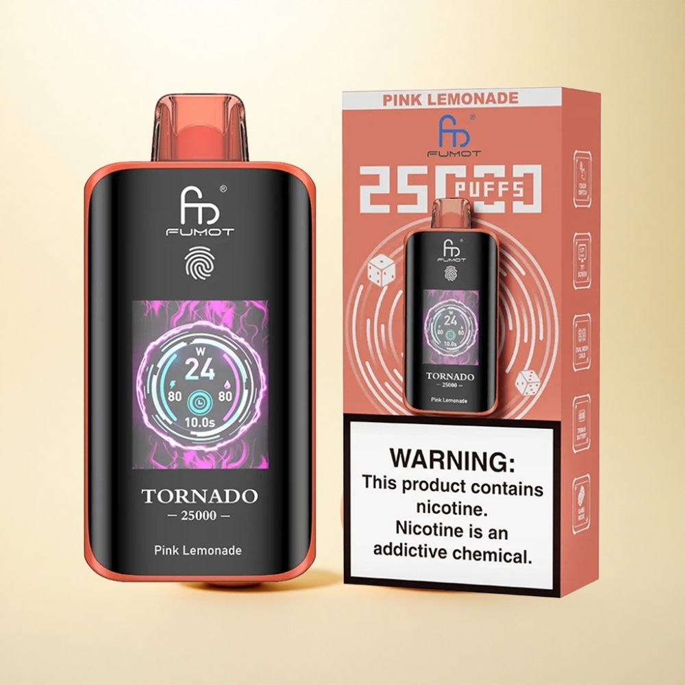 Fumot Tornado 25000 Puffs Rosa Limonade HD Bildschirm 700mAh