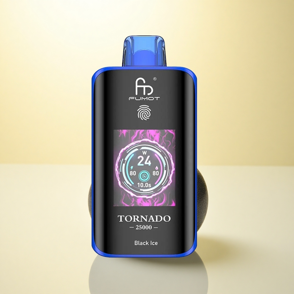 Fumot Tornado 25000 Puffs Schwarz-Eis HD Bildschirm 700mAh