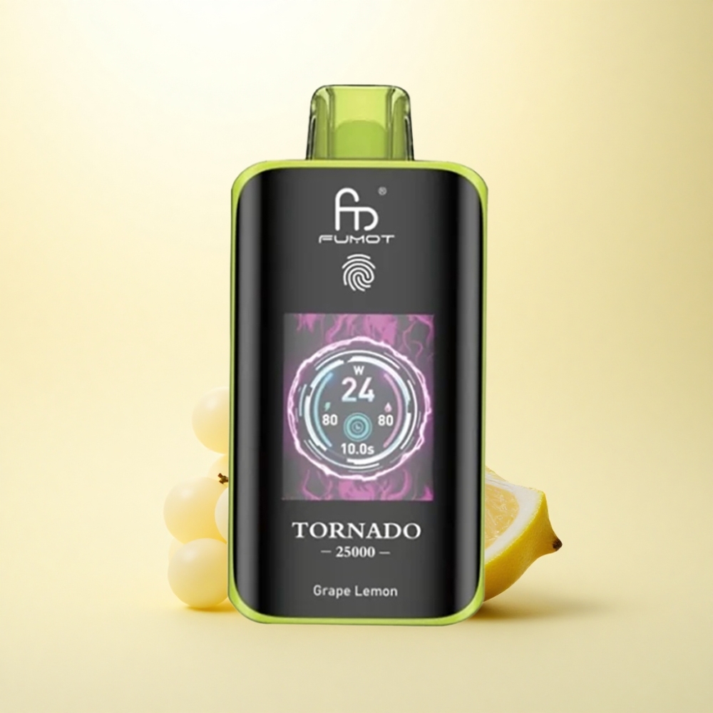 Fumot Tornado 25000 Puffs Traube Zitrone HD Bildschirm 700mAh