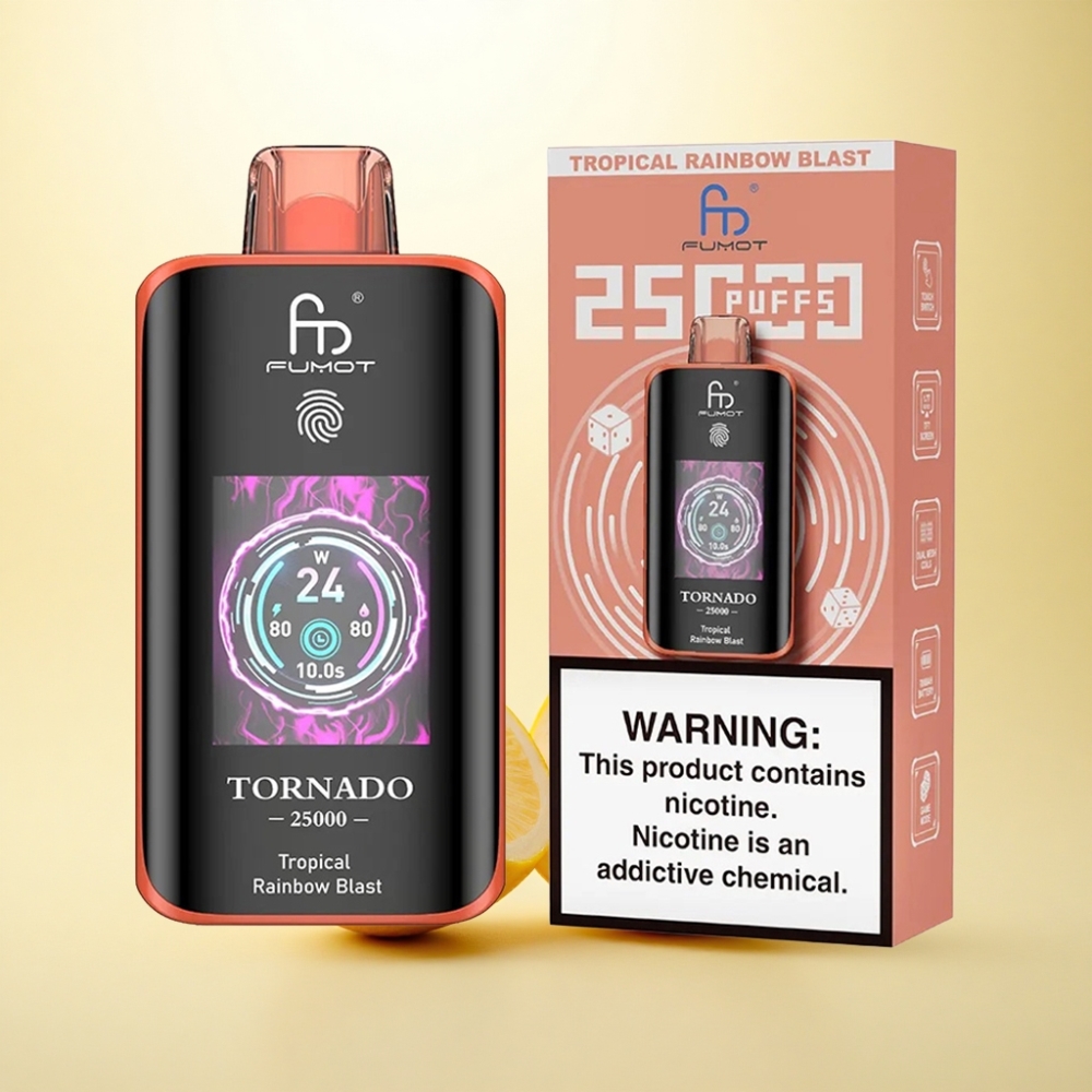 Fumot Tornado 25000 Puffs Tropischer Regenbogen-Explosion mit 700mAh und 20ml