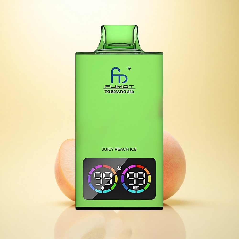 Fumot Tornado 35000 Puffs Saftiger Pfirsich Eis mit Dual-Mesh-Coil und 700-mAh-Batterie
