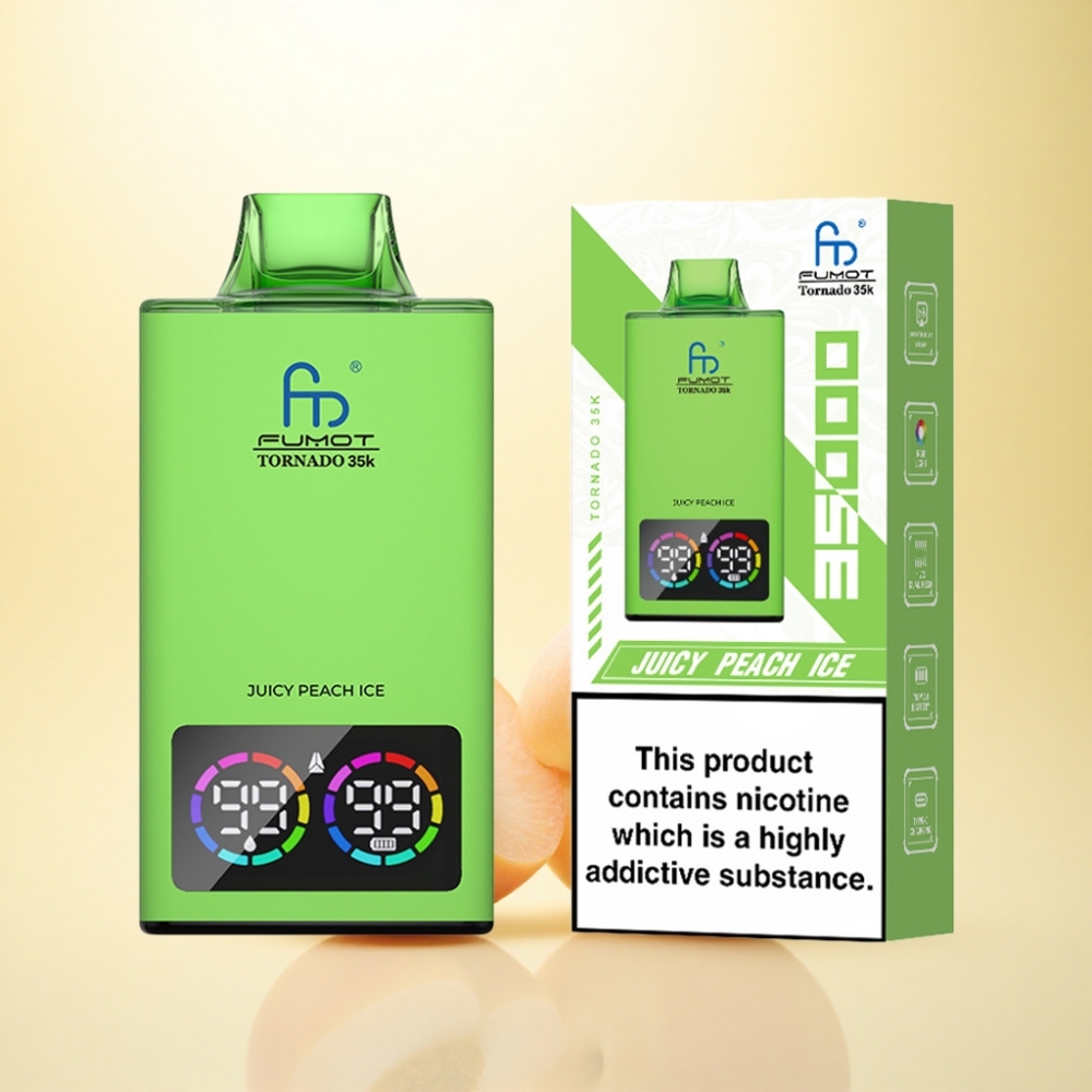 Fumot Tornado 35000 Puffs Saftiger Pfirsich Eis mit Dual-Mesh-Coil und 700-mAh-Batterie