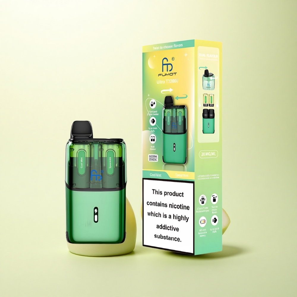 Fumot Ultra T32000 Puffs Kühle Minze - Spearmint mit 800mAh und 20mg Nikotin