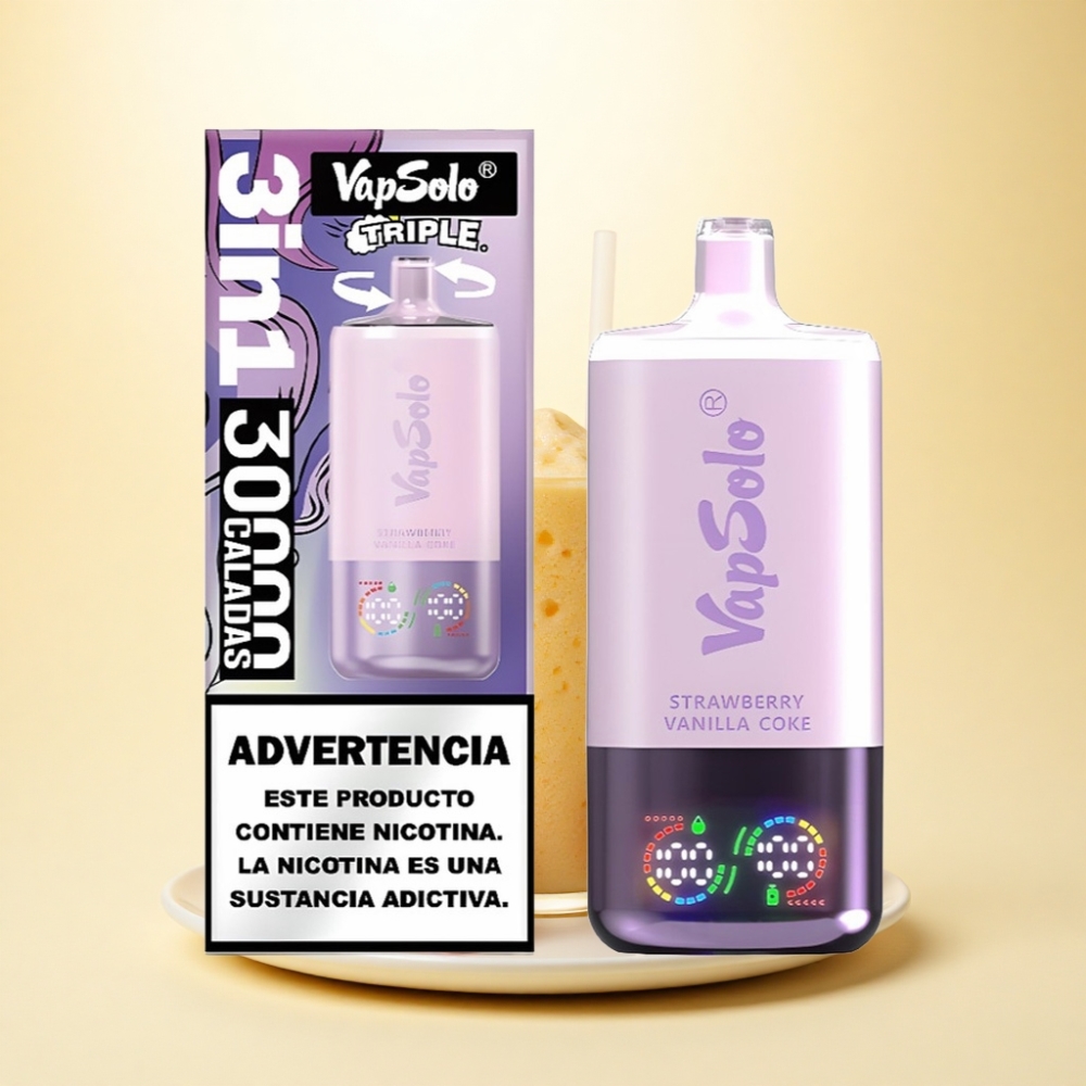 Vapsolo Triple 30000 Puffs Erdbeer Vanille Cola 40ml 20mg Nikotin Typ-C