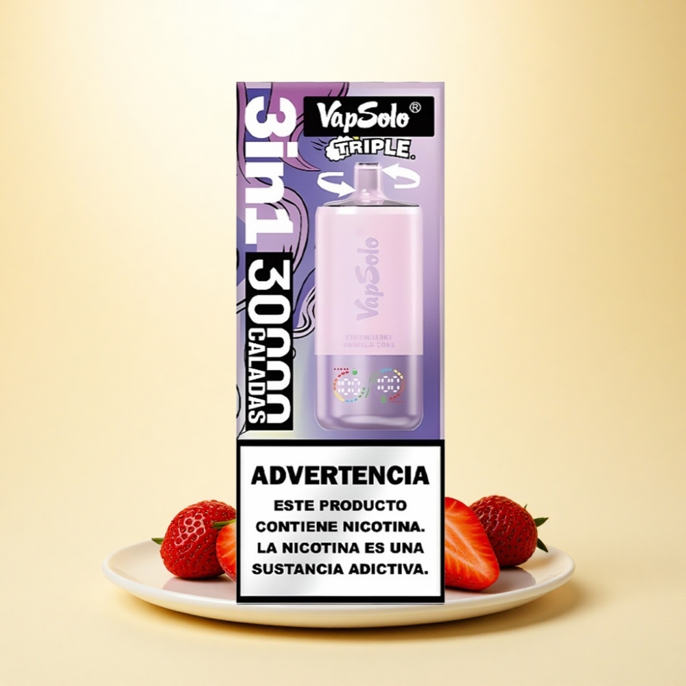 Vapsolo Triple 30000 Puffs Erdbeer Vanille Cola 40ml 20mg Nikotin Typ-C