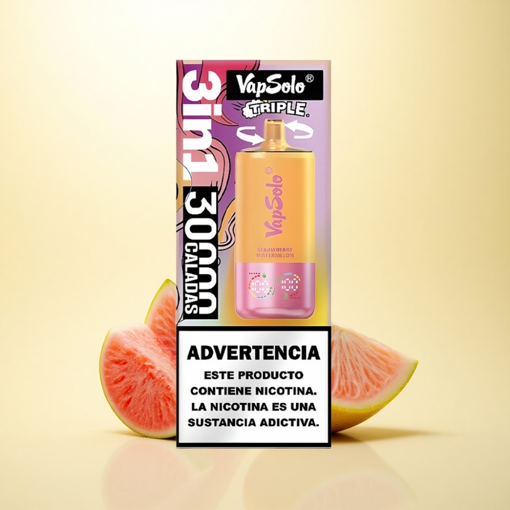 Vapsolo Triple 30000 Puffs Erdbeer-Wassermelone & Zitrone-Pfirsich mit 40ml E-Liquid und 20 mg/ml Nikotin