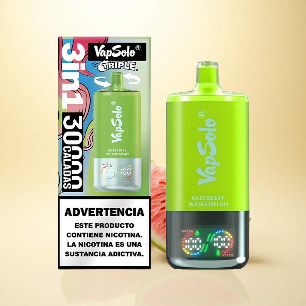 Vapsolo Triple 30000 Puffs Himbeer-Wassermelone 40ml 20mg Nikotin Typ-C