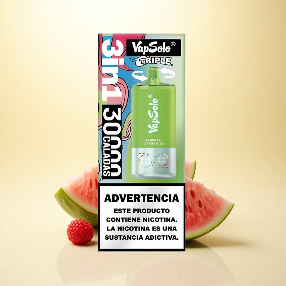 Vapsolo Triple 30000 Puffs Himbeer-Wassermelone 40ml 20mg Nikotin Typ-C