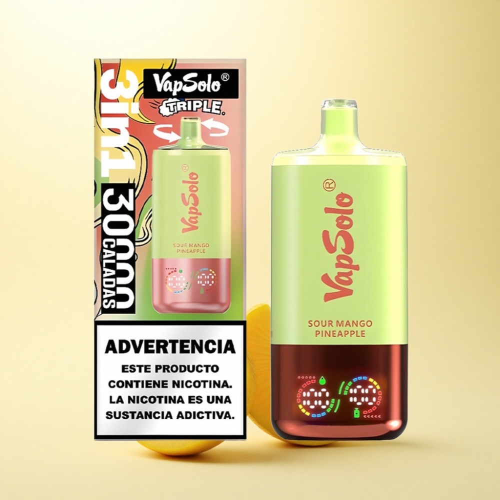 Vapsolo Triple 30000 Puffs Sauer-Mango-Ananas 40ml Typ-C 20mg Nikotin