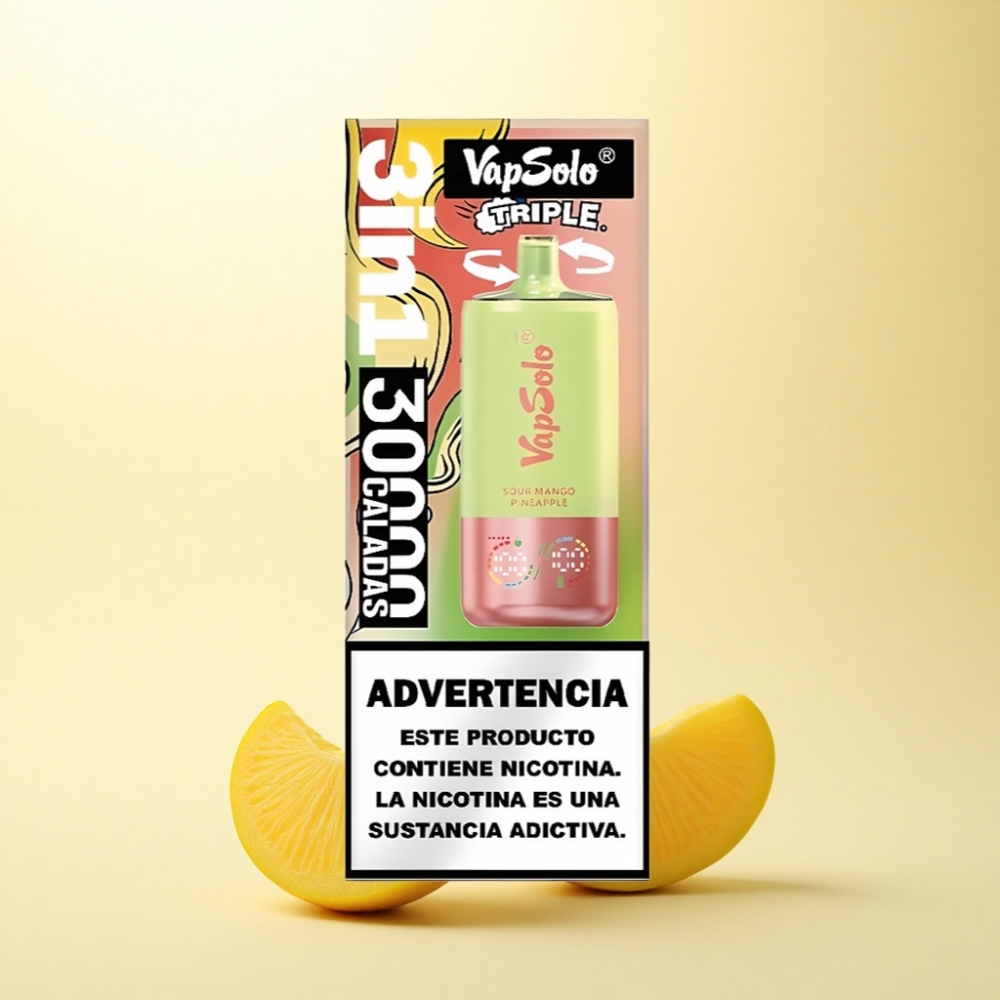 Vapsolo Triple 30000 Puffs Sauer-Mango-Ananas 40ml Typ-C 20mg Nikotin