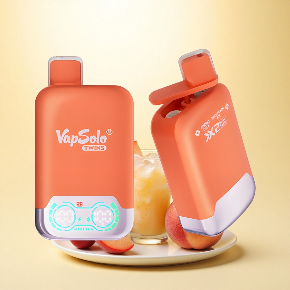 Vapsolo Twins 20000 Puffs Kirsch-Cola & Saftiger Pfirsich-Eis mit 40 ml E-Liquid und Typ-C-Ladung