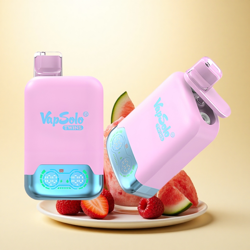 Vapsolo Twins 20000 Puffs Schwarzes Eis Drachenfrucht Erdbeere & Himbeere Wassermelone mit 40 ml E-Liquid und 20 mg/ml Nikotin